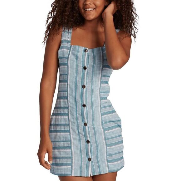 Womens Roxy Sweeter Sleeveless Striped Button Down Weekender Dress - Sz XS - Picture 2 of 6